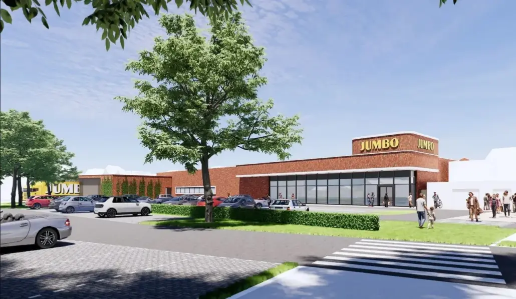 Visualisatie van de nieuwe JUMBO-vestiging in Roosendaal